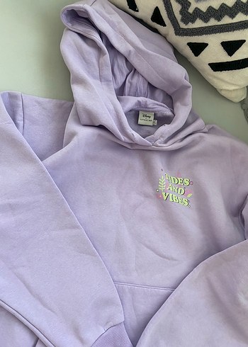 Mor Baskılı Kadın Kapüşonlu Sweatshirt - Görsel 2