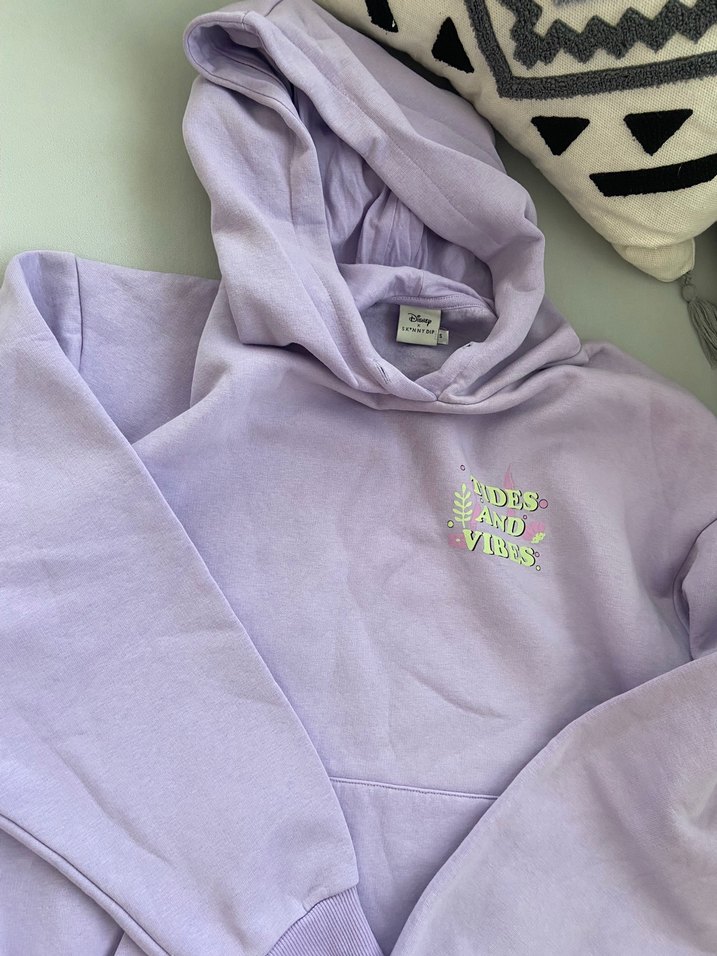 Mor Baskılı Kadın Kapüşonlu Sweatshirt - Görsel 2