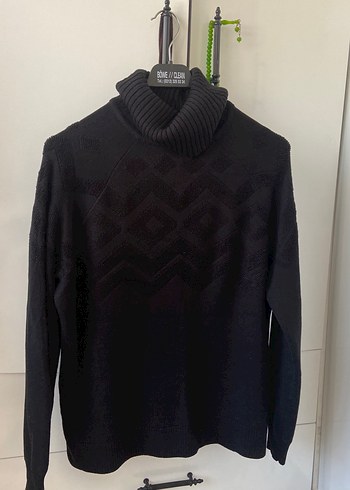 Kadın Siyah Boğazlı Örgü Kazak - Görsel 2