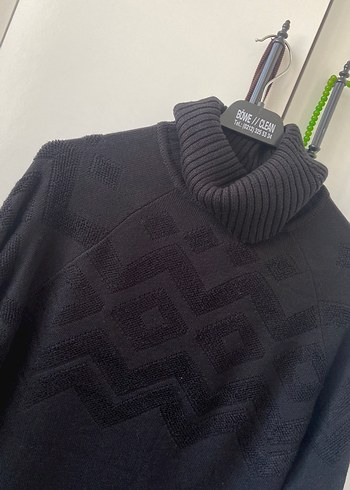 Kadın Siyah Boğazlı Örgü Kazak - Görsel 7