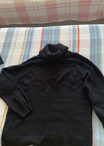 Kadın Siyah Boğazlı Örgü Kazak - Görsel 3