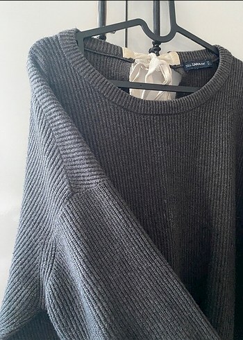 Zara Gri Kadın Örgü Yün Kazak - Görsel 3