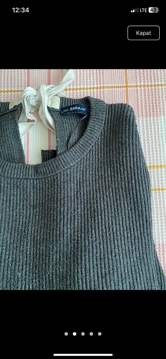 Zara Gri Kadın Örgü Yün Kazak - Görsel 2