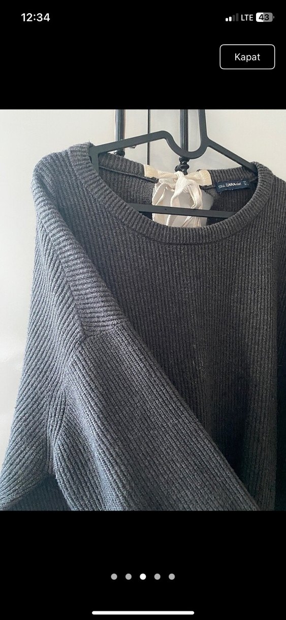 Zara Gri Kadın Örgü Yün Kazak - Görsel 3