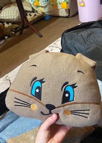 Gri Kedi Yüzü Tasarımlı Peluş Aksesuar - Görsel 5