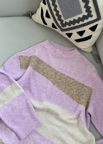 Mor Tonlu Kadın Örgü Kazak - Görsel 2