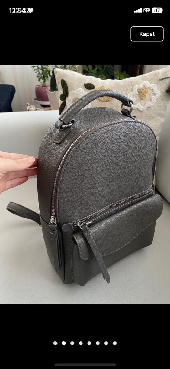 Stradivarius Gri Deri Kadın Sırt Çantası - Görsel 2