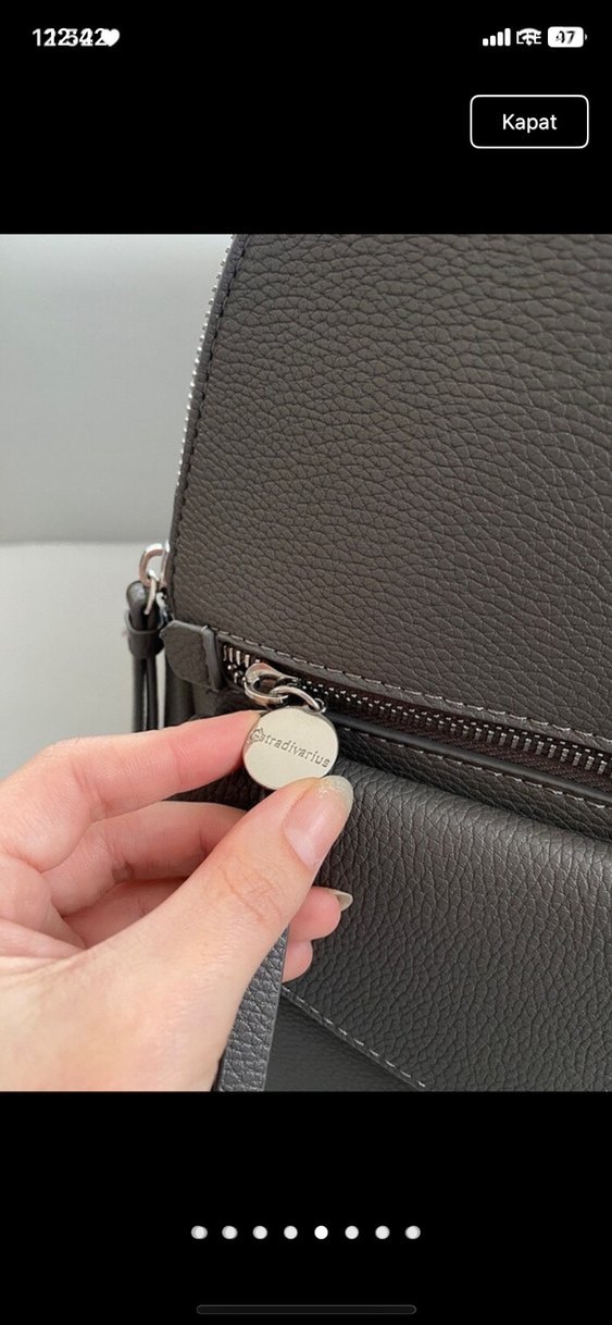 Stradivarius Gri Deri Kadın Sırt Çantası - Görsel 5