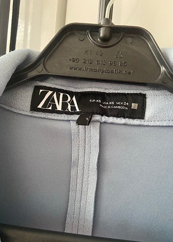 Zara Düğmeli Mavi Süet ceket - Görsel 6