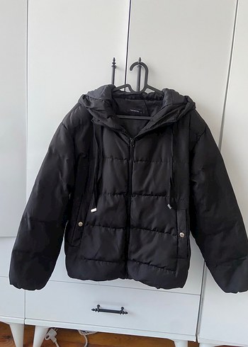 Kadın Siyah Midi Kışlık Fermuarlı Mont - Görsel 2