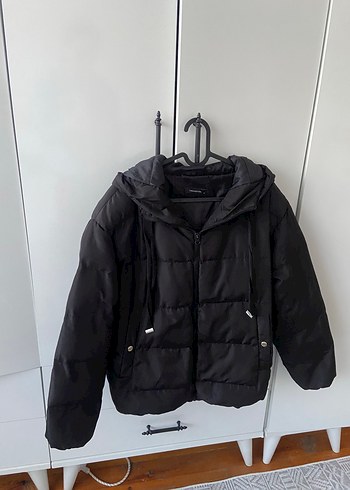 Kadın Siyah Midi Kışlık Fermuarlı Mont - Görsel 5