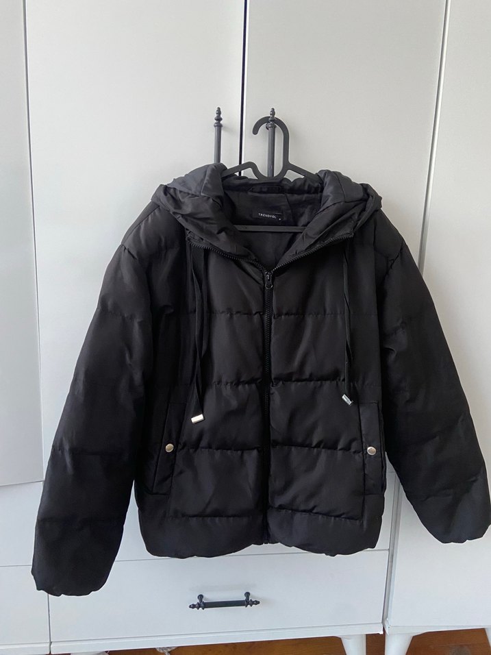 Kadın Siyah Midi Kışlık Fermuarlı Mont - Görsel 3