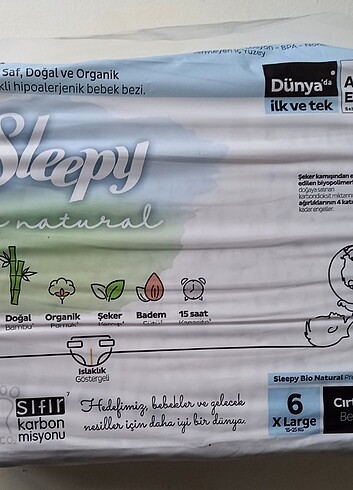 Sleepy bio natural bebek bezi 6 no 32 adet