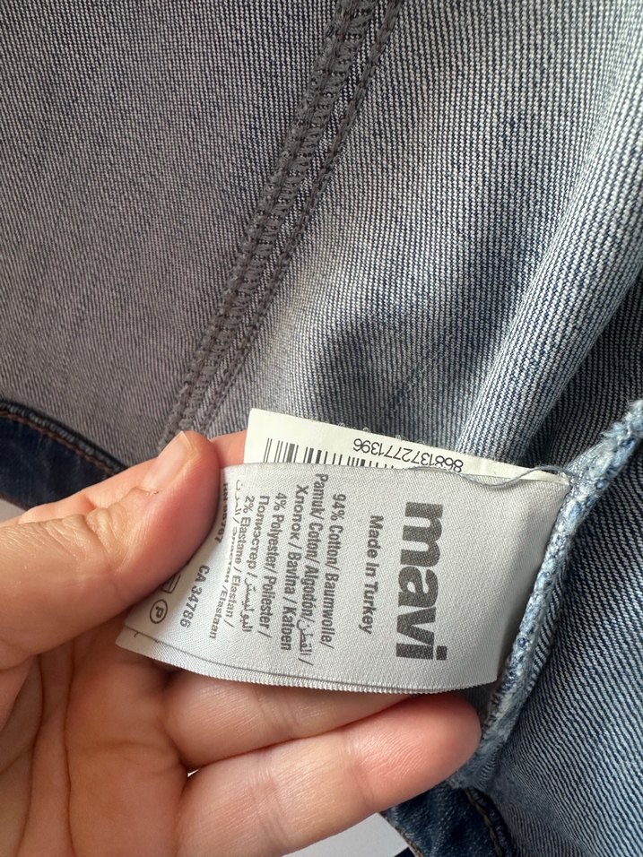 Mavi Düğmeli Kadın Kot Ceket - Görsel 5