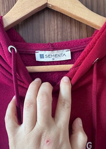 Bordo Kapüşonlu Rahat Kesim Sweatshirt - Görsel 4