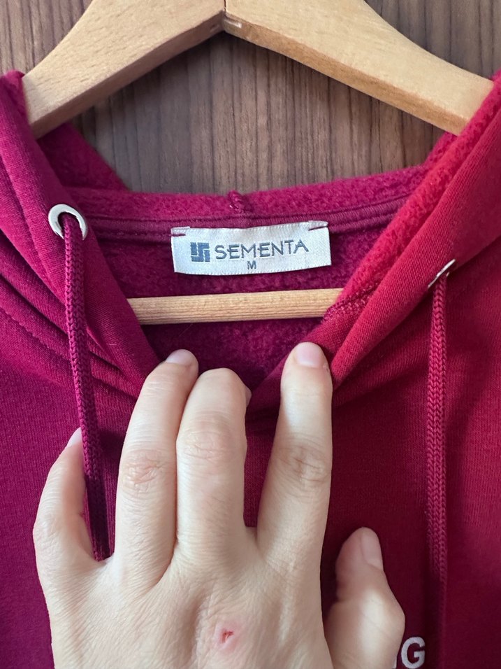 Bordo Kapüşonlu Rahat Kesim Sweatshirt - Görsel 4