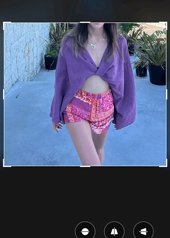 Diğer Bohem V Yaka Drapeli Uzun Kollu Crop Top