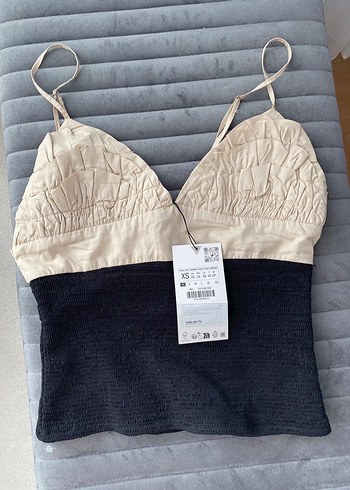xs Beden Bej Fırfırlı İnce Askılı Bustiyer zara