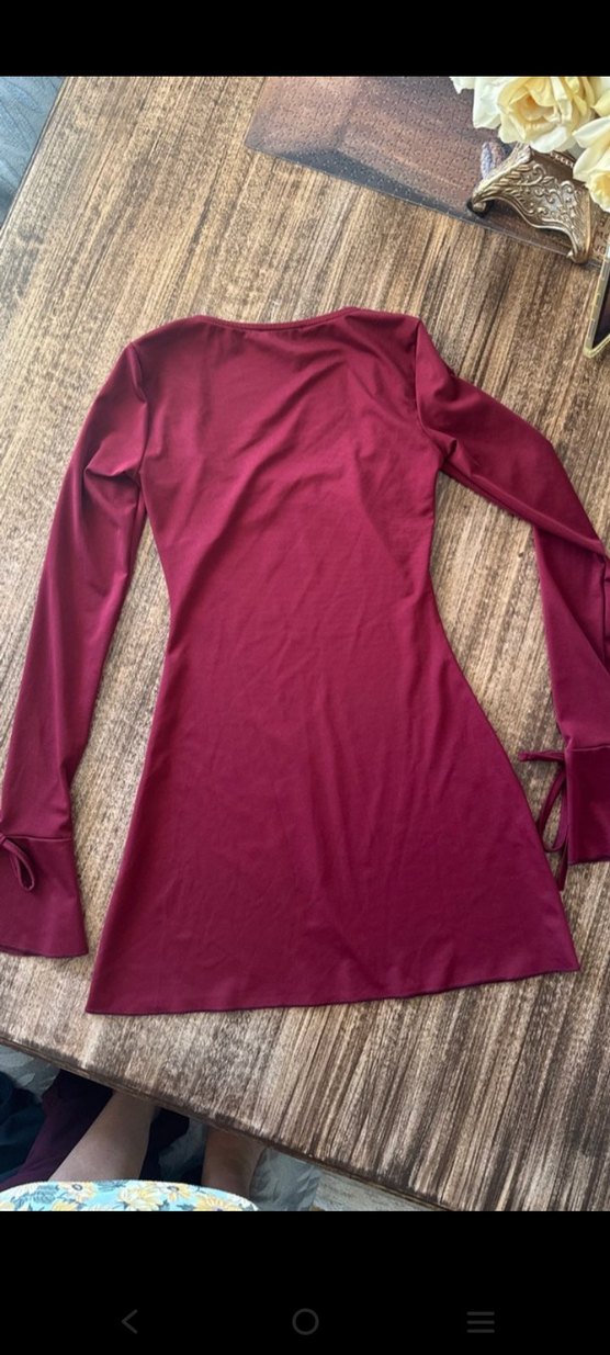 Bordo Mini Elbise — görsel 3/4