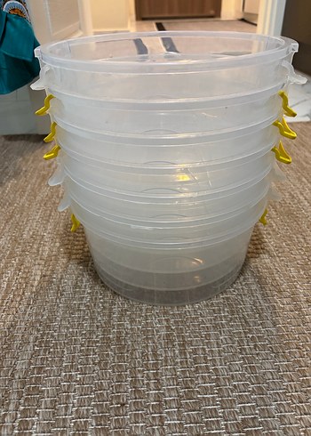 Sarı Kulplu Şeffaf Yiyecek Saklama Kabı Seti - Görsel 7