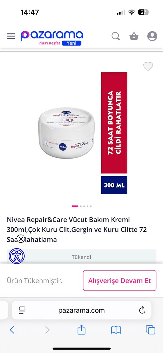 Nivea 72 Saat Onarıcı Kadın Nemlendirici repair&care 300 ml - Görsel 5