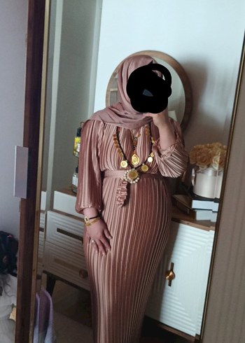 Camel Piliseli Uzun Bohem Elbise