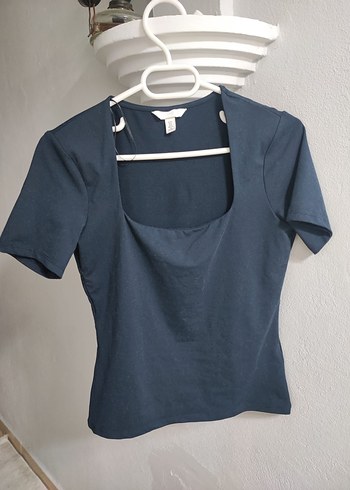 Mavi Kısa Kollu Fitted Mini Bluz