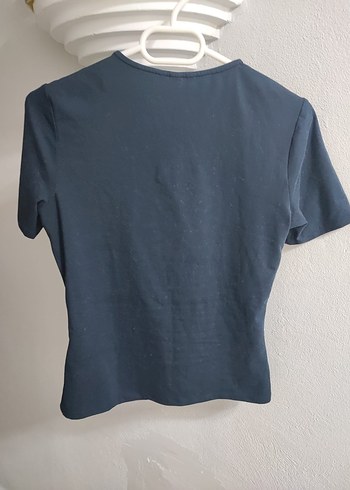 s Beden Mavi Kısa Kollu Fitted Mini Bluz