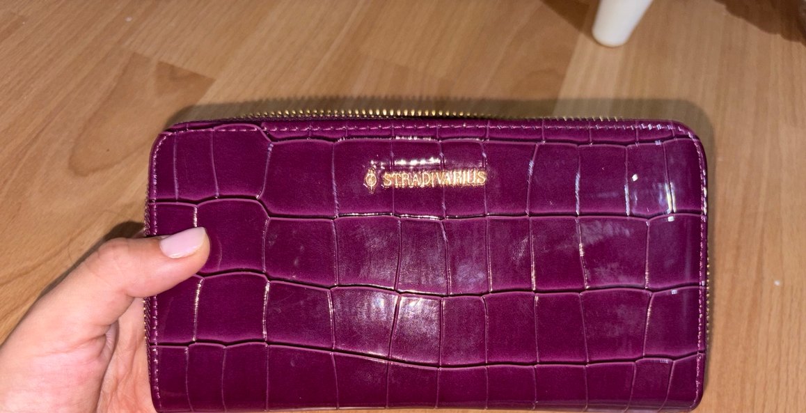 Stradivarius Mor Parlak Deri Kadın Cüzdan - Görsel 3