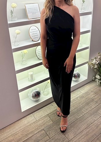 Zara Drapeli Tek Omuz Uzun Elbise - Görsel 4