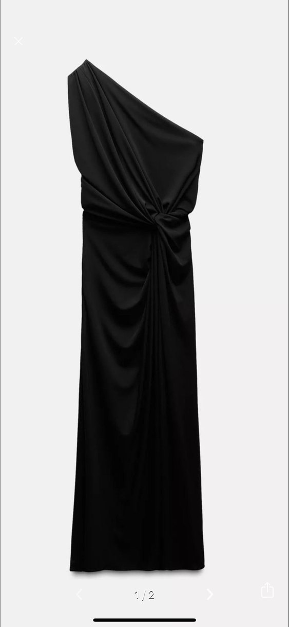 Zara Drapeli Tek Omuz Uzun Elbise - Görsel 2