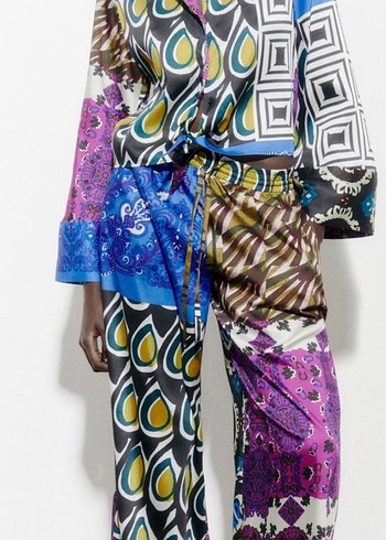 Zara Kadın Çok Renkli Uzun Kollu Saten Takım - Görsel 2