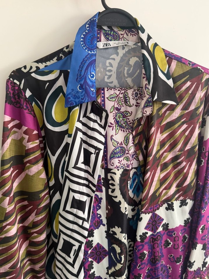 Zara Kadın Çok Renkli Uzun Kollu Saten Takım - Görsel 3