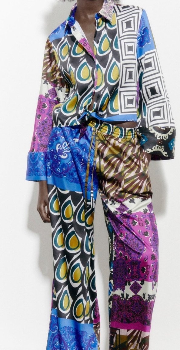 Zara Kadın Çok Renkli Uzun Kollu Saten Takım - Görsel 2