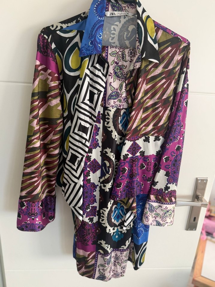 Zara Kadın Çok Renkli Uzun Kollu Saten Takım - Görsel 5
