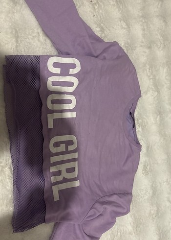 Dantelli Mor Kız Sweatshirt - Görsel 2