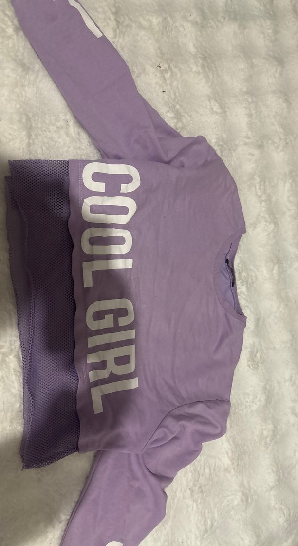 Dantelli Mor Kız Sweatshirt - Görsel 2