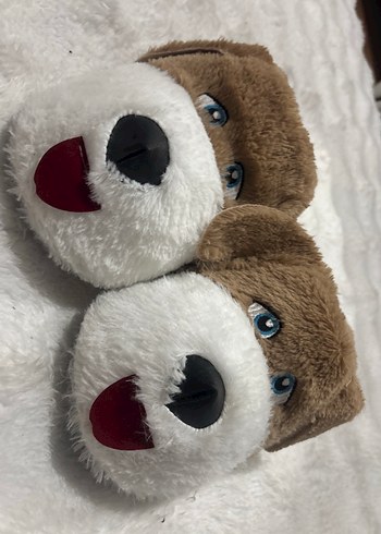 Kahverengi Kürklü Erkek Çocuk Ev Terliği - Görsel 2