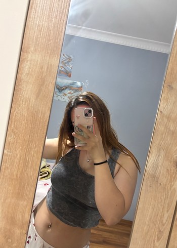 Gri Straplez Kadın Crop Top - Görsel 2