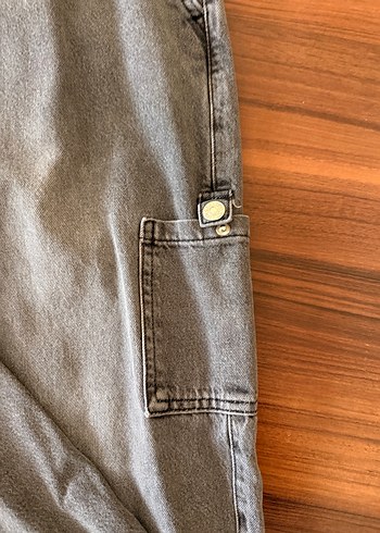 Gri Bol Kesim Midi kız çocuk Kot Pantolon - Görsel 2