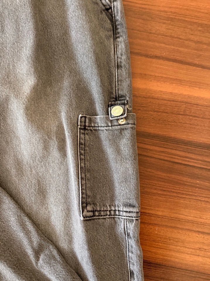 Gri Bol Kesim Midi kız çocuk Kot Pantolon - Görsel 2