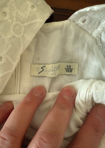 Kız Çocuk Beyaz Pamuklu Nakışlı Elbise - Görsel 2