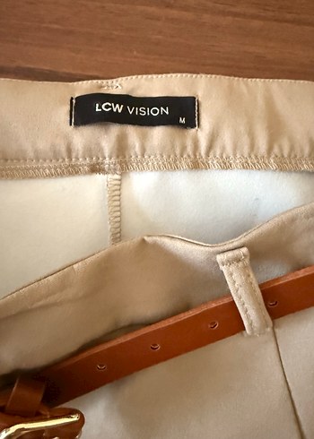 Bej Deri Kemerli Midi Mini Etek - Görsel 2