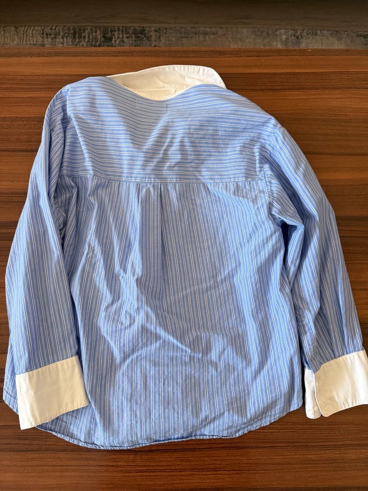 Mavi Pamuklu Uzun Kollu kız çocuk Gömlek - Görsel 3