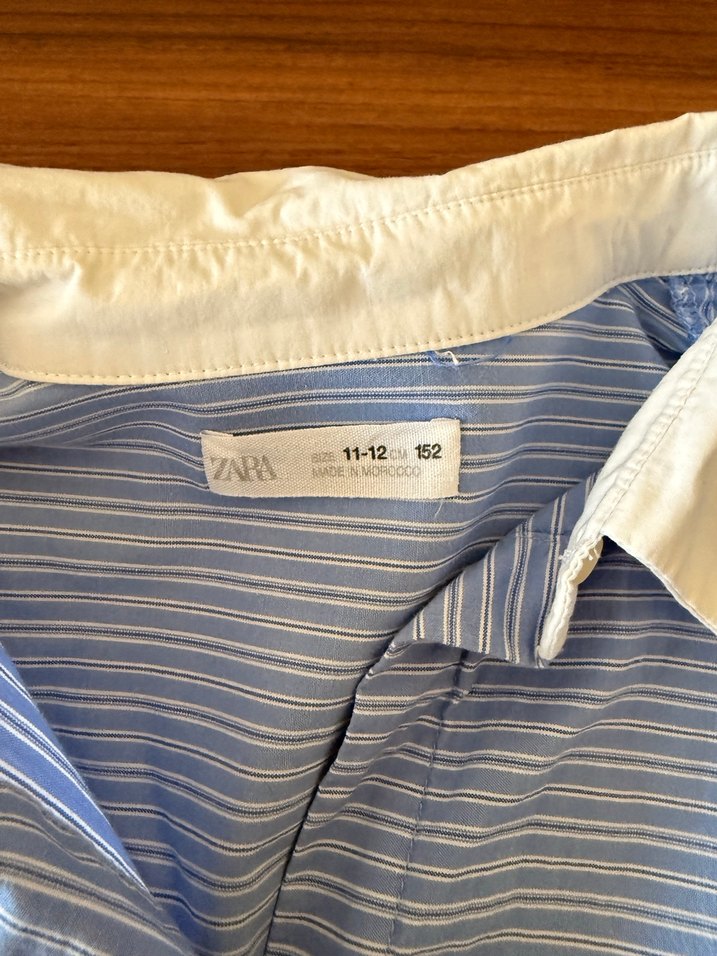 Mavi Pamuklu Uzun Kollu kız çocuk Gömlek - Görsel 2