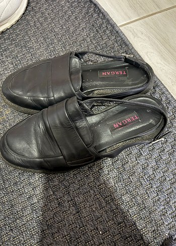 Tergan Siyah Kadın Dolgu Topuklu Babet - Görsel 3