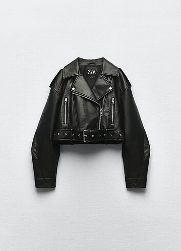 Zara Suni Deri Crop Biker Ceket