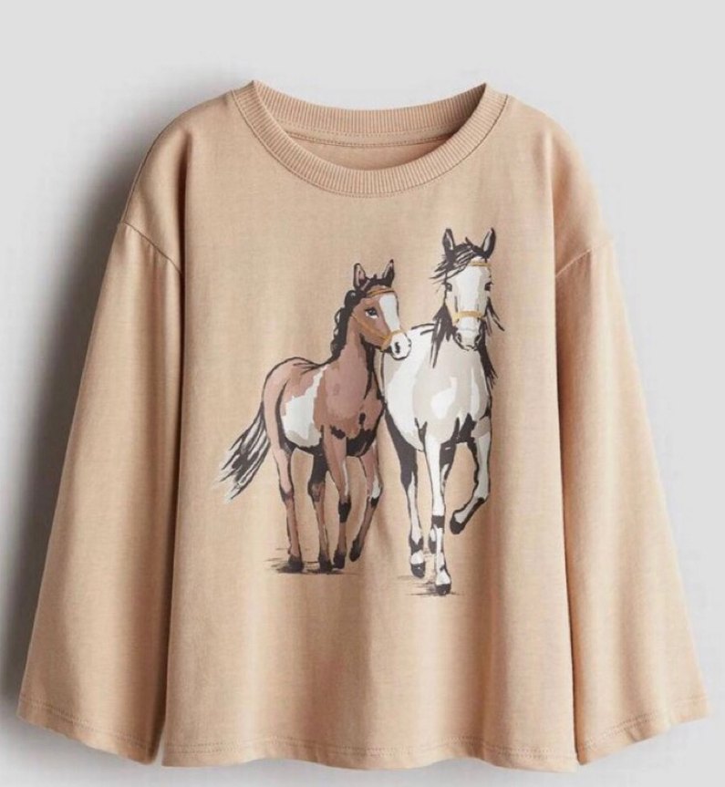 Uzun Kollu At Baskılı Takım - Görsel 3