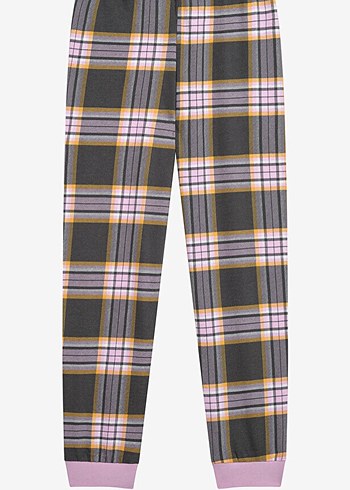 9 Yaş Beden Kız Çocuk Gri Pamuklu Uzun Kollu Pijama Takımı