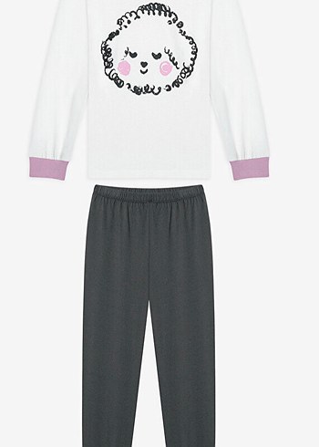 Penti Kız Çocuk Gri Pamuklu Uzun Kollu Pijama Takımı